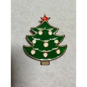 Vintage Christmas Tree Brooch Brass